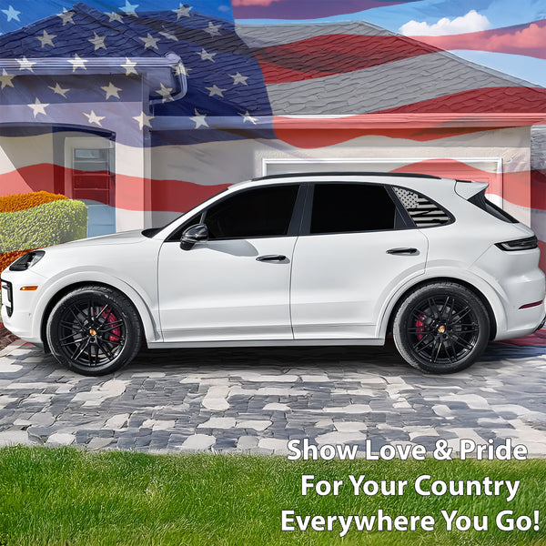 Quarter Window American Flag Vinyl Decal Stickers Fits Porsche Cayenne SUV 2020 - 2025 - Bogar Tech Designs