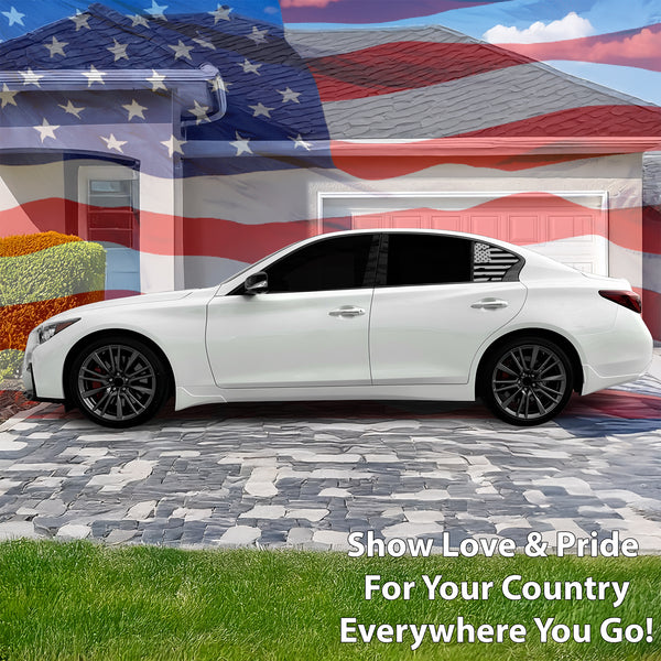 American Flag Rear Side Window Vinyl Decal Stickers Fits Infiniti Q50 2016 - 2024 - Bogar Tech Designs