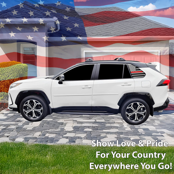 Precut American Flag Rear Side Quarter Window Decal Sticker Fits Toyota Rav4 2019 - 2025 - Bogar Tech Designs