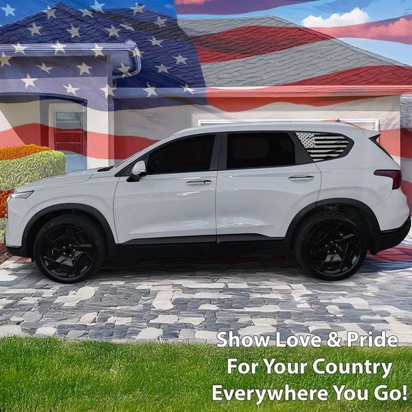 American Flag Rear Quarter Window Vinyl Decal Stickers Fits Hyundai Santa Fe 2019 - 2023 - Bogar Tech Designs