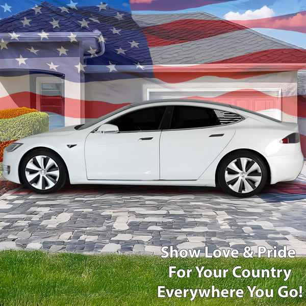 Quarter Window American Flag Vinyl Decal Stickers Fits Tesla Model S 2016 - 2025 - Bogar Tech Designs