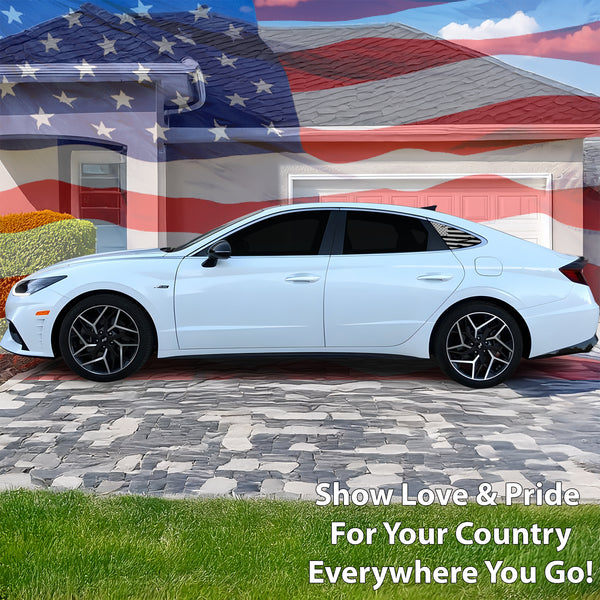 Quarter Window American Flag Vinyl Decal Stickers Fits Hyundai Sonata 2020 - 2025 - Bogar Tech Designs