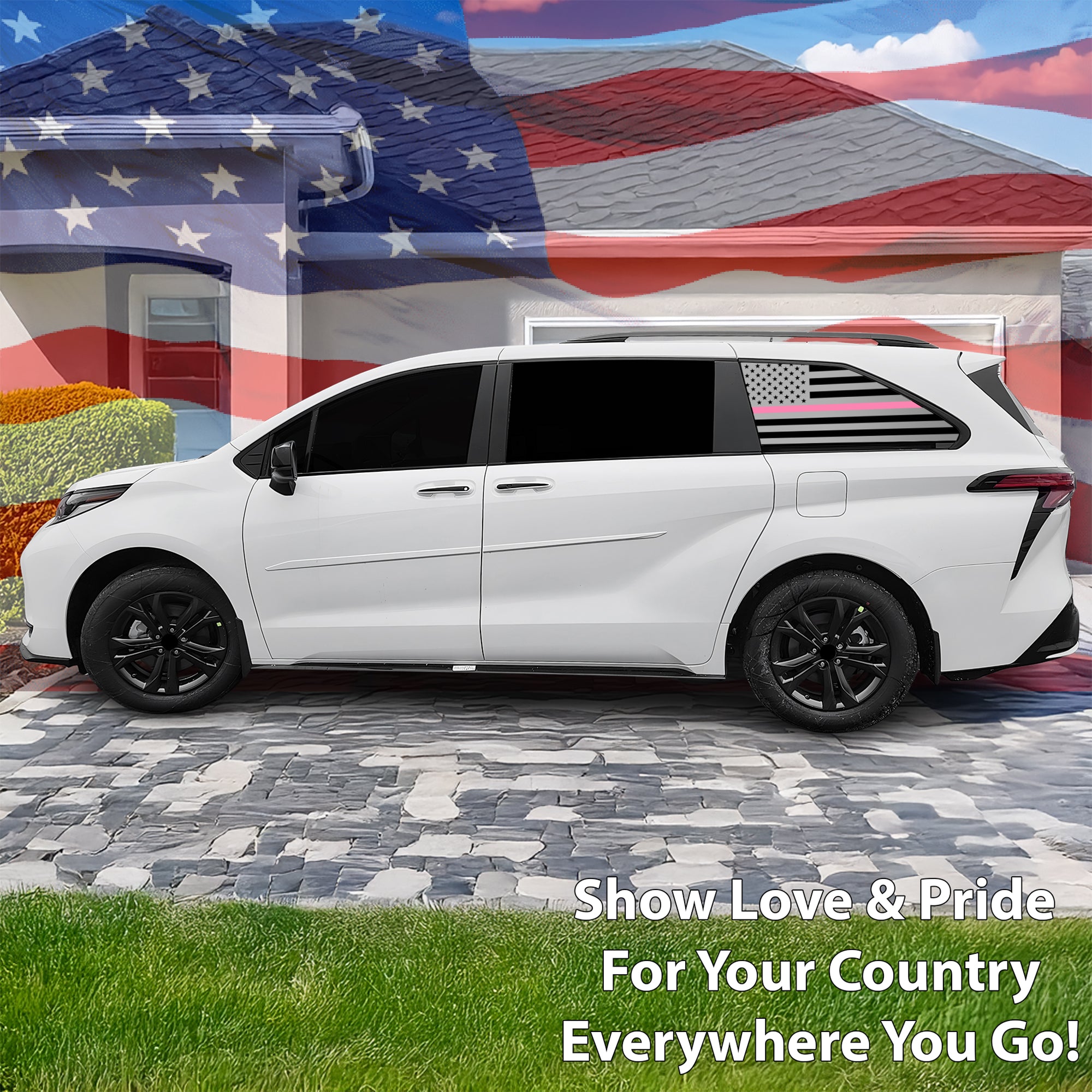 American Flag Window Vinyl Decal Stickers Fits Toyota Sienna 2021 - 2025 - Bogar Tech Designs