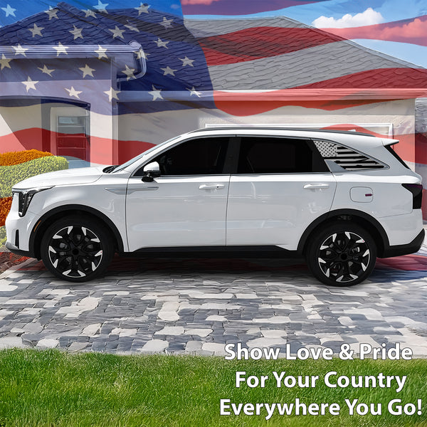 American Flag Rear Quarter Window Vinyl Decal Stickers Fits Kia Sorento 2021 - 2025 - Bogar Tech Designs