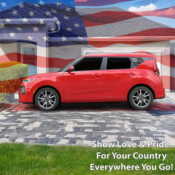 Quarter Window American Flag Vinyl Decal Stickers Fits Kia Soul 2020 - 2025 - Bogar Tech Designs