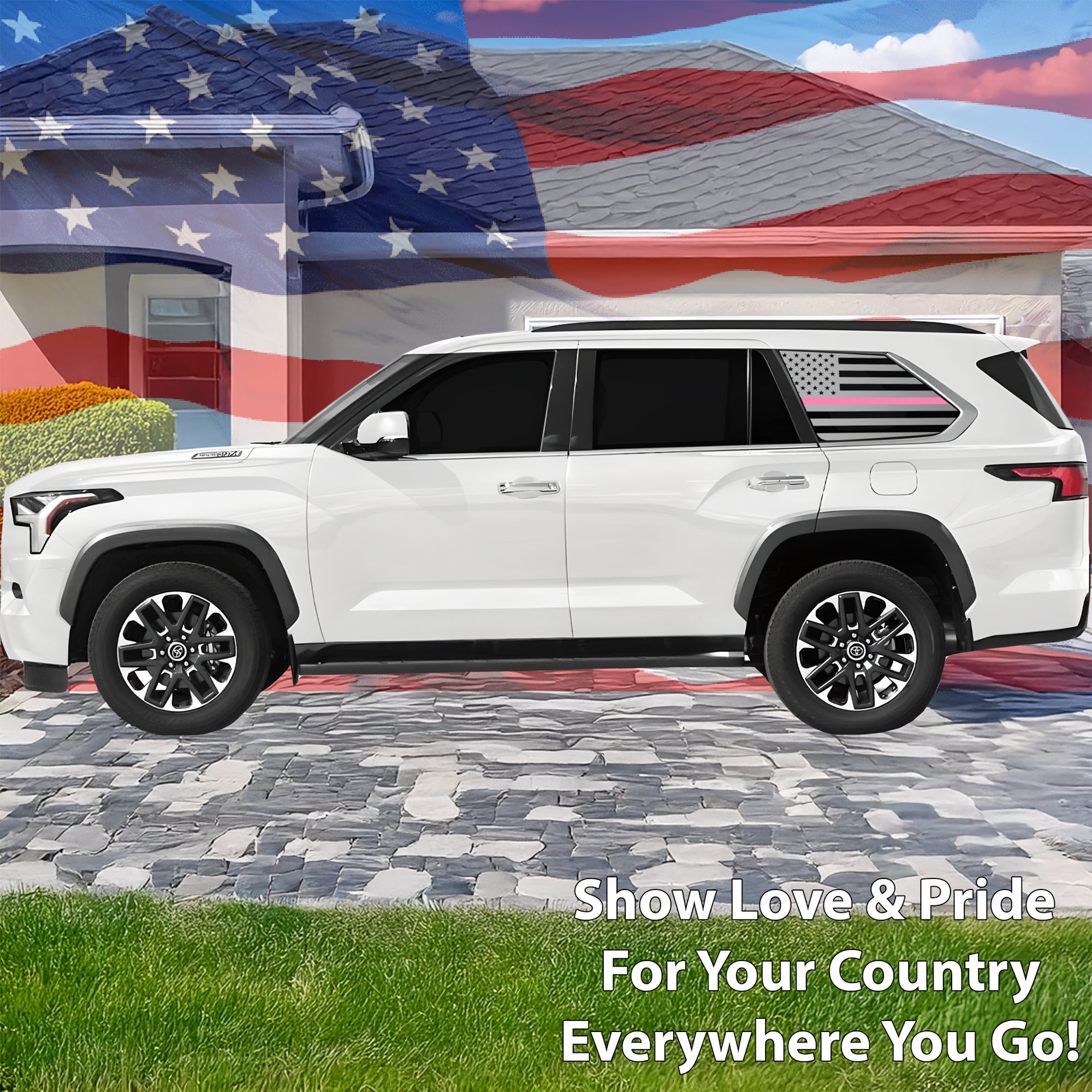 Quarter Window American Flag Vinyl Decal Stickers Fits Toyota Sequoia 2023 - 2025 - Bogar Tech Designs