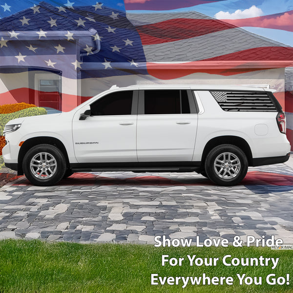 American Flag Window Vinyl Decal Stickers Fits Chevy Suburban GMC Yukon XL 2021-2025Blue Pink Red Green Line