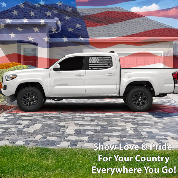 Rear Middle and Side Window American Flag Vinyl Decal Stickers Fits Toyota Tacoma 2016 - 2023 - Bogar Tech Designs