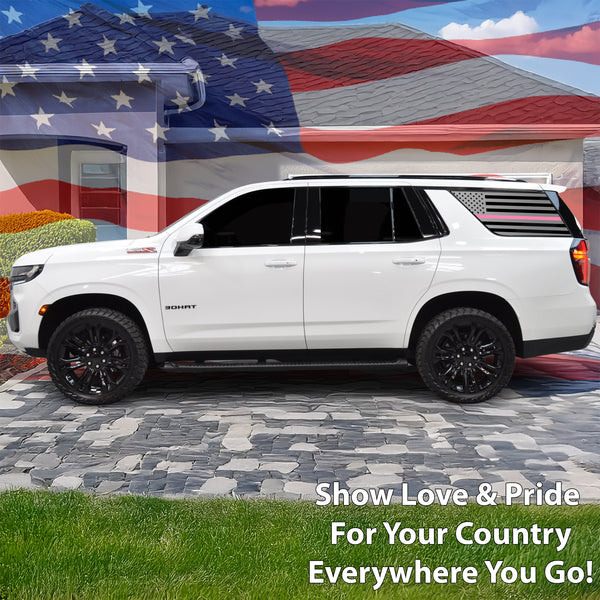 American Flag Window Vinyl Decal Stickers Fits Chevy Tahoe GMC Yukon 2021 - 2025 - Bogar Tech Designs