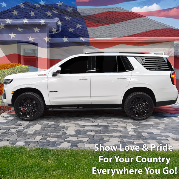 American Flag Window Vinyl Decal Stickers Fits Chevy Tahoe GMC Yukon 2021 - 2025 - Bogar Tech Designs