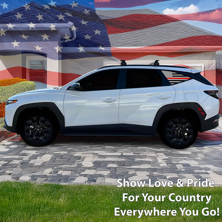 American Flag Rear Quarter Window Vinyl Decal Stickers Fits Hyundai Tucson 2022 - 2025 - Bogar Tech Designs