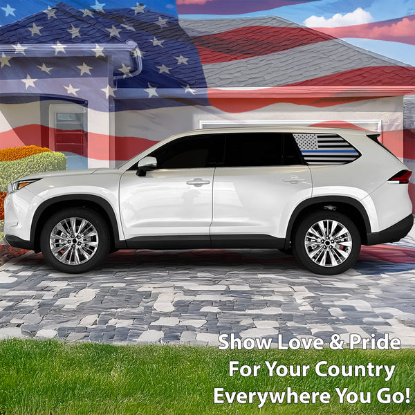 Quarter Window American Flag Vinyl Decal Stickers Fits Toyota Grand Highlander 2024 - 2025 - Bogar Tech Designs