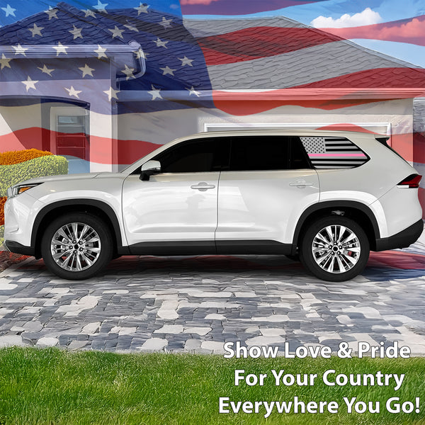 Quarter Window American Flag Vinyl Decal Stickers Fits Toyota Grand Highlander 2024 - 2025 - Bogar Tech Designs