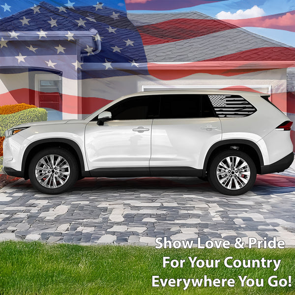 Quarter Window American Flag Vinyl Decal Stickers Fits Toyota Grand Highlander 2024 - 2025 - Bogar Tech Designs