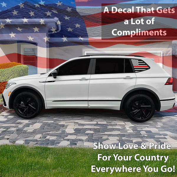 Quarter Window American Flag Vinyl Decal Stickers Fits Volkswagen Tiguan 2018-2024
