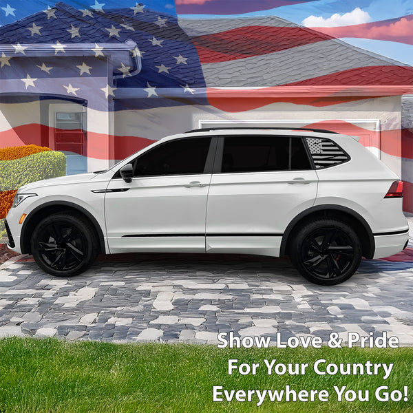 Quarter Window American Flag Vinyl Decal Stickers Fits Volkswagen Tiguan 2018-2024