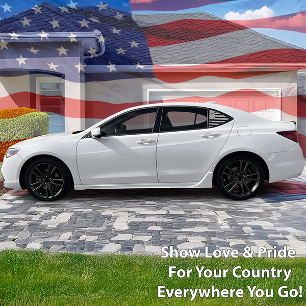 Quarter Window American Flag Vinyl Decal Stickers Fits Acura TLX 2015 - 2020 - Bogar Tech Designs