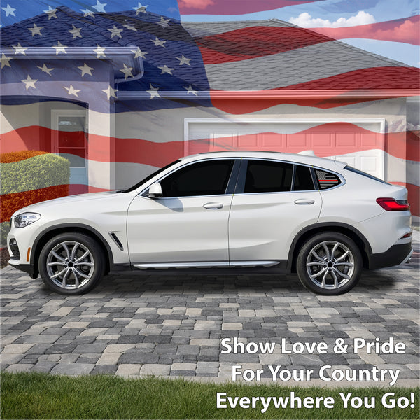 American Flag Quarter Window Decal for BMW X4 2019-2026 – Precut Matte Black Vinyl
