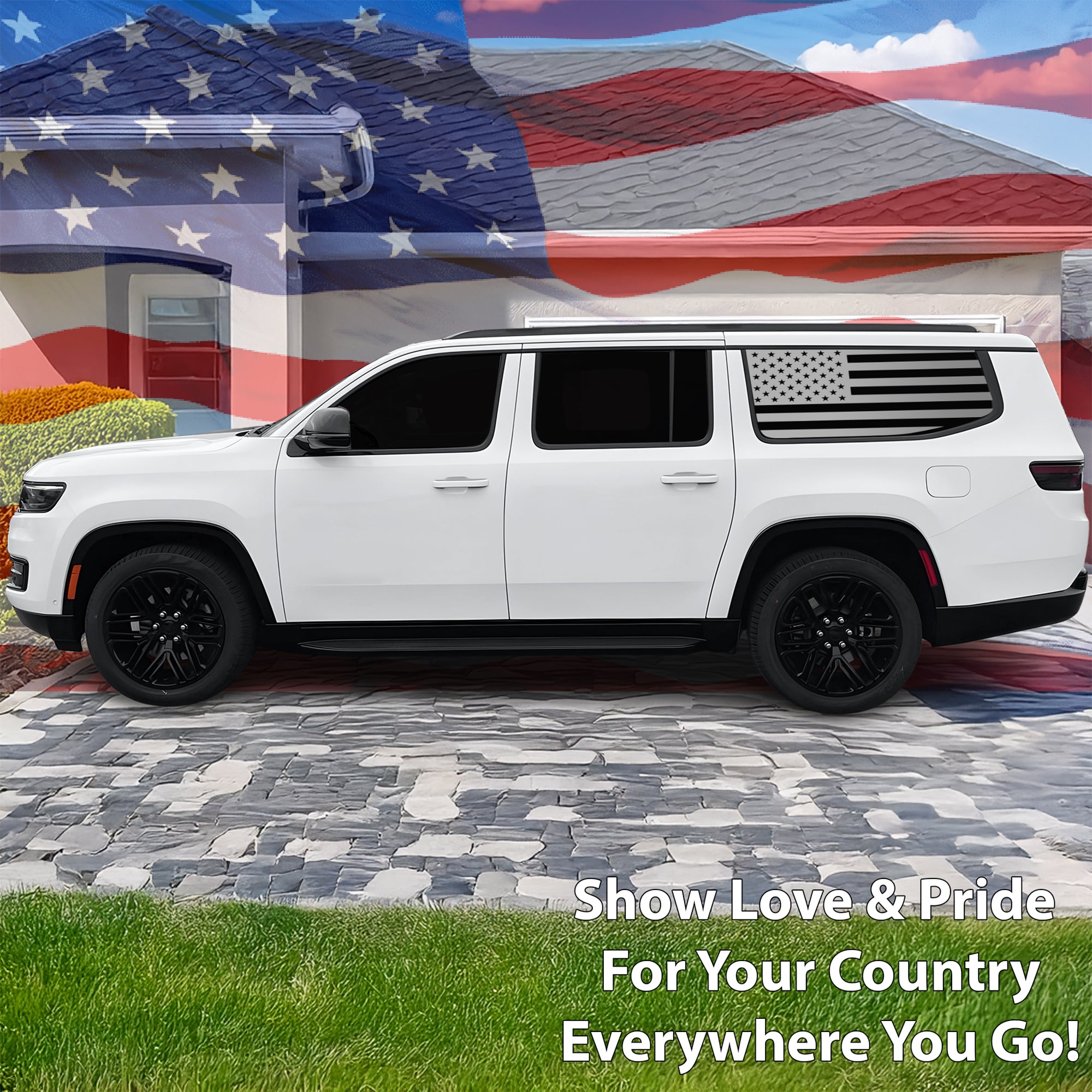 Quarter Window American Flag Vinyl Decal Stickers Fits Jeep Wagoneer 2022 - 2025 - Bogar Tech Designs