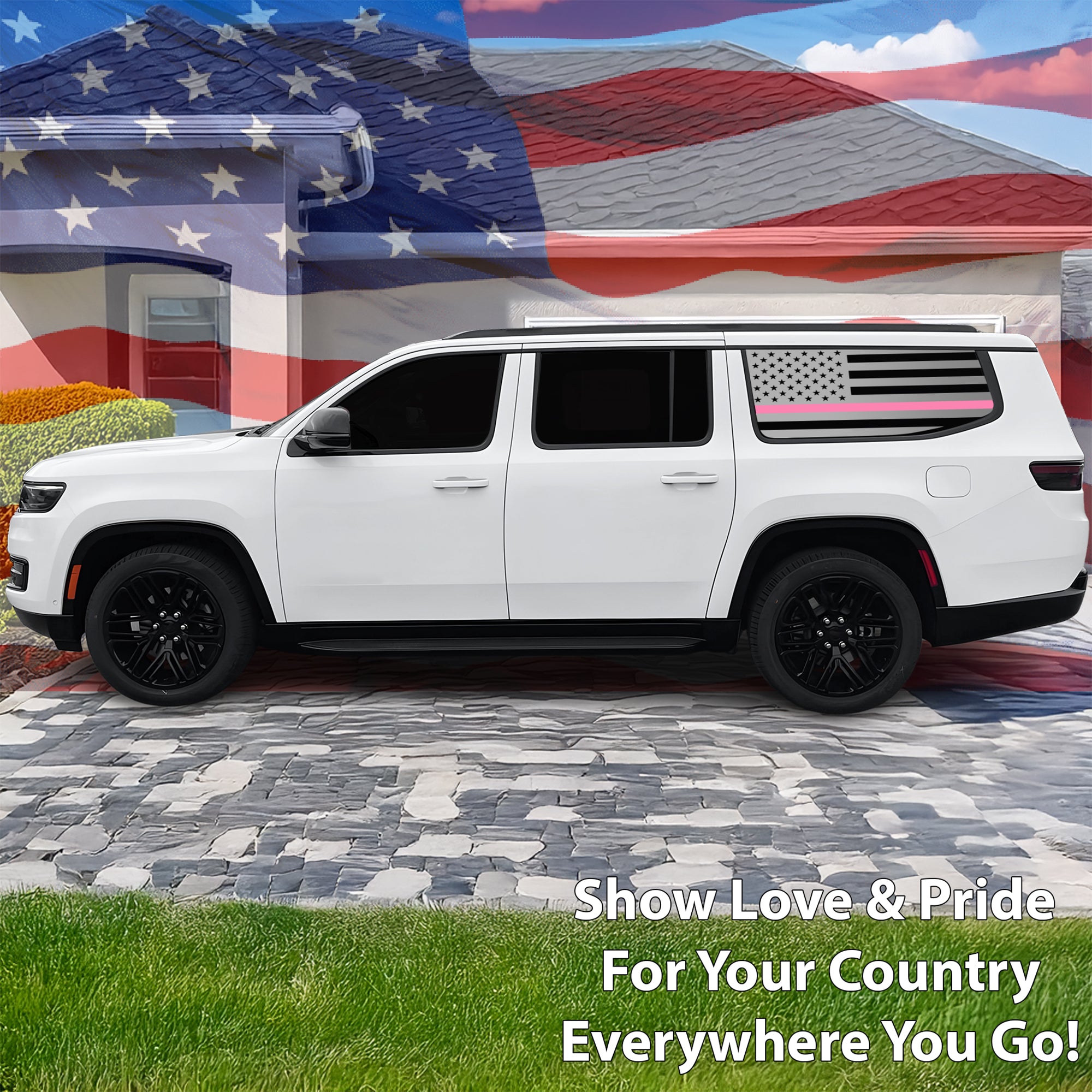 Quarter Window American Flag Vinyl Decal Stickers Fits Jeep Wagoneer 2022 - 2025 - Bogar Tech Designs