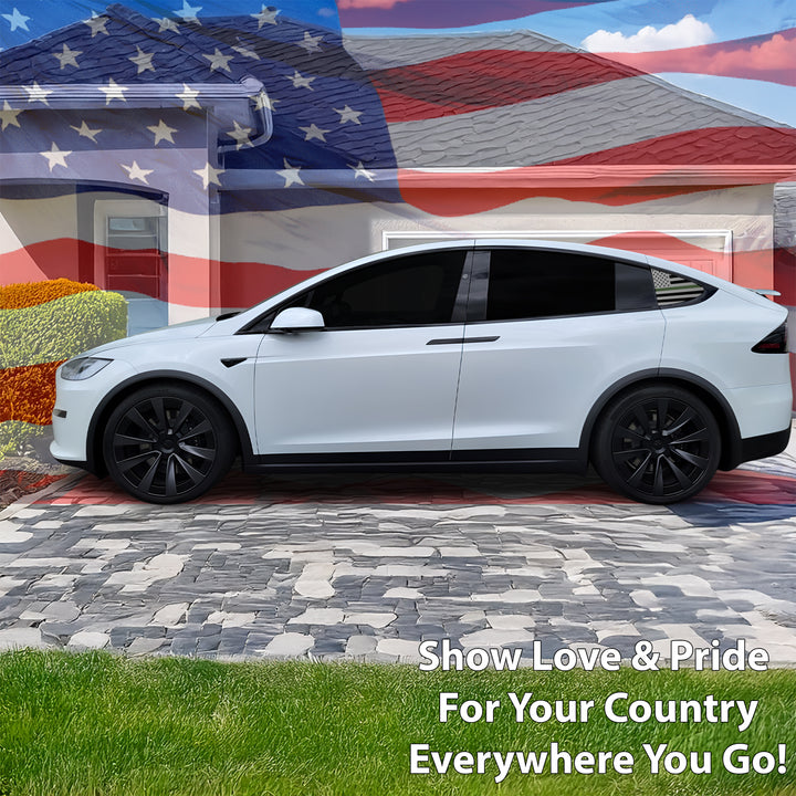 Quarter Window American Flag Vinyl Decal Stickers Fits Tesla Model X - Bogar Tech Designs
