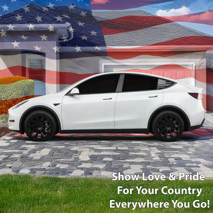 Quarter Window American Flag Vinyl Decal Stickers Fits Tesla Model Y - Bogar Tech Designs