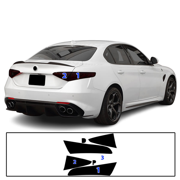 Full Headlight Taillight Precut Smoked PPF Tint Kit Film Overlay Fits Alfa Rome Giulia 2016-2025