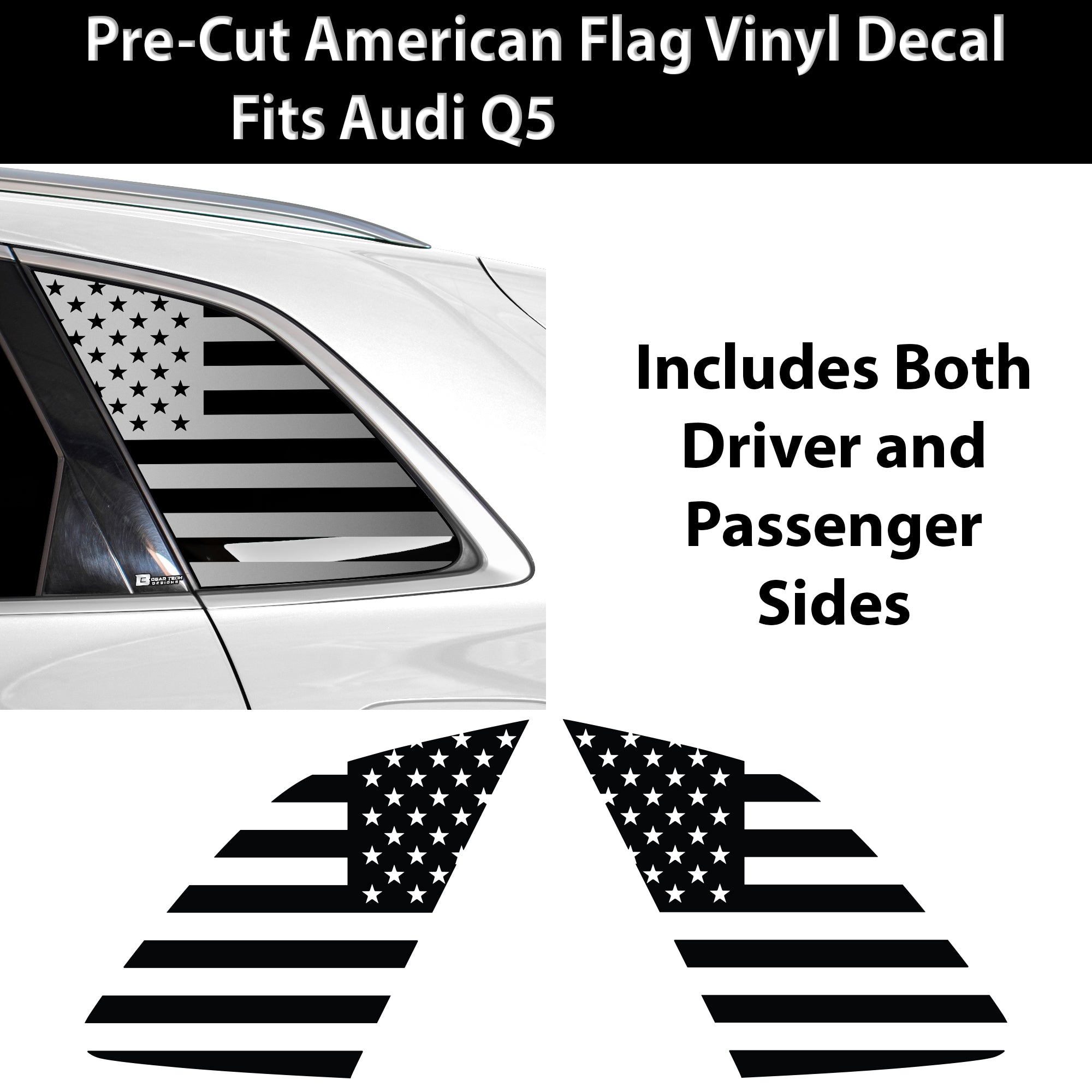 Quarter Window American Flag Vinyl Decal Stickers Fits Audi Q5 2018 - 2025 - Bogar Tech Designs