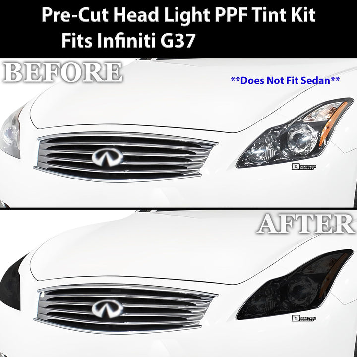 Full Headlight Taillight Precut Smoked PPF Tint Kit Film Overlay Fits Infiniti G37 2008 - 2013 - Bogar Tech Designs