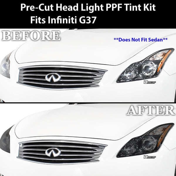 Full Headlight Taillight Precut Smoked PPF Tint Kit Film Overlay Fits Infiniti G37 2008 - 2013 - Bogar Tech Designs
