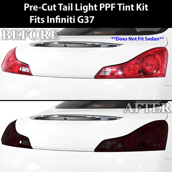 Full Headlight Taillight Precut Smoked PPF Tint Kit Film Overlay Fits Infiniti G37 2008 - 2013 - Bogar Tech Designs