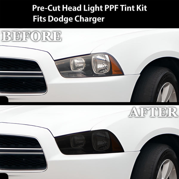 Full Headlight Taillight Precut Smoked PPF Tint Kit Film Overlay Fits Dodge Charger 2011 - 2014 - Bogar Tech Designs