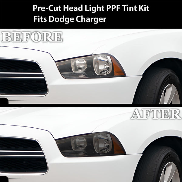 Full Headlight Taillight Precut Smoked PPF Tint Kit Film Overlay Fits Dodge Charger 2011 - 2014 - Bogar Tech Designs