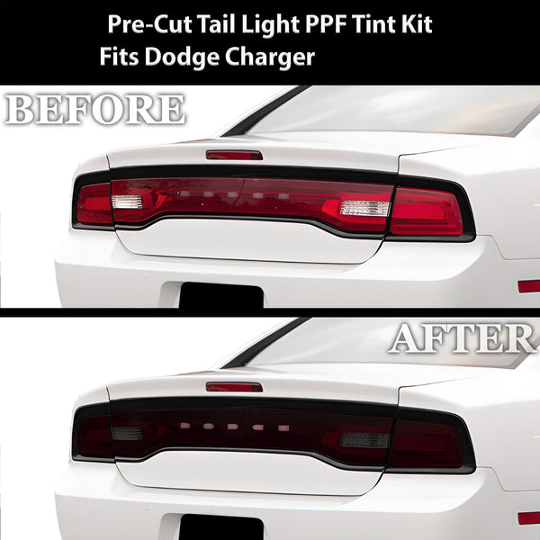 Full Headlight Taillight Precut Smoked PPF Tint Kit Film Overlay Fits Dodge Charger 2011 - 2014 - Bogar Tech Designs