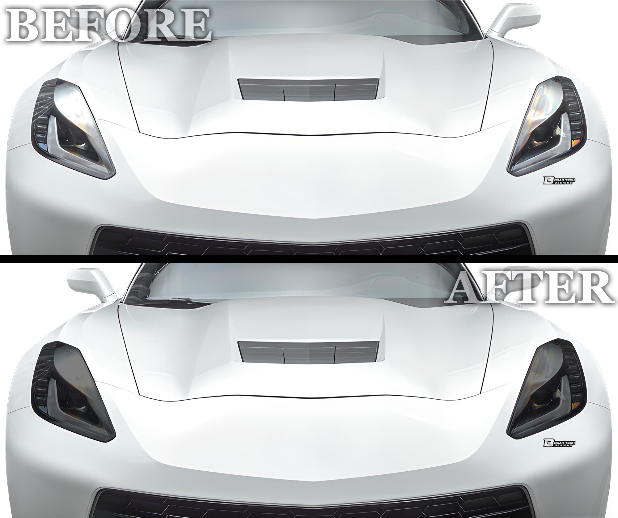 Full Headlight Taillight Precut Smoked PPF Tint Kit Film Overlay Fits Chevy Corvette C7 2014 - 2019 - Bogar Tech Designs