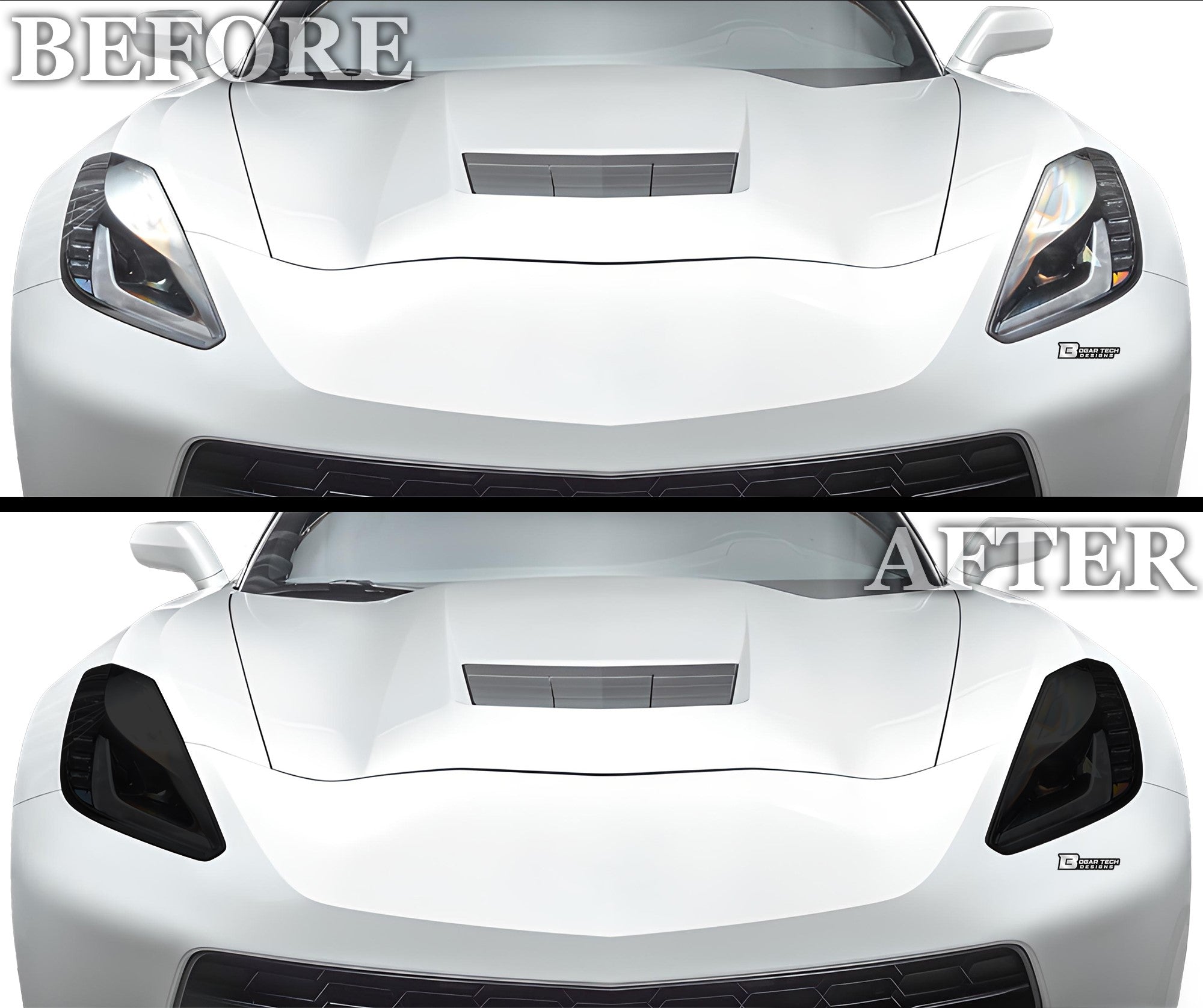 Full Headlight Taillight Precut Smoked PPF Tint Kit Film Overlay Fits Chevy Corvette C7 2014 - 2019 - Bogar Tech Designs