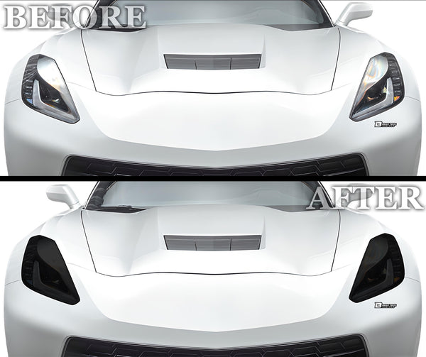 Full Headlight Taillight Precut Smoked PPF Tint Kit Film Overlay Fits Chevy Corvette C7 2014 - 2019 - Bogar Tech Designs