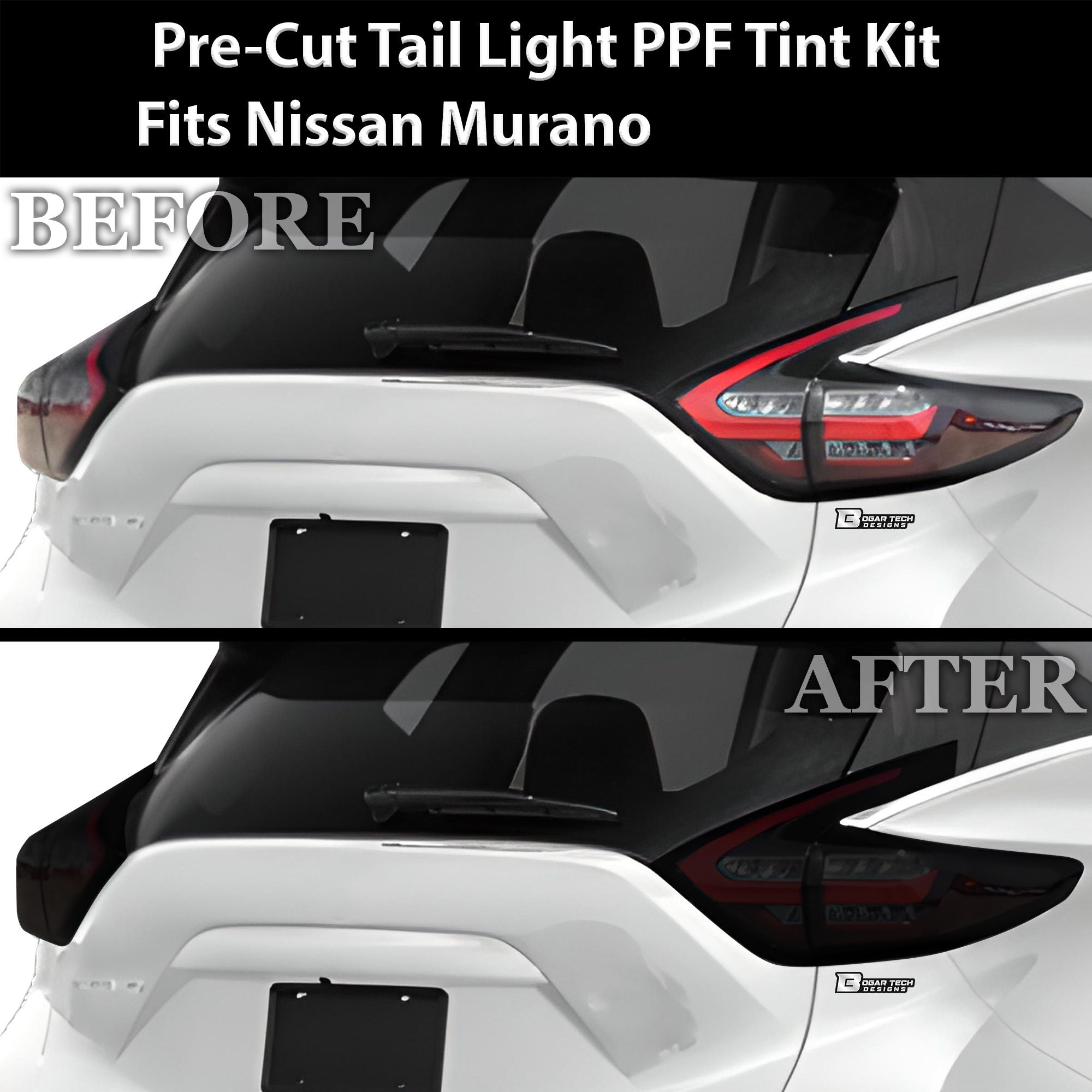 Full Headlight Taillight Precut Smoked PPF Tint Kit Film Overlay Fits Nissan Murano 2015 - 2024 - Bogar Tech Designs
