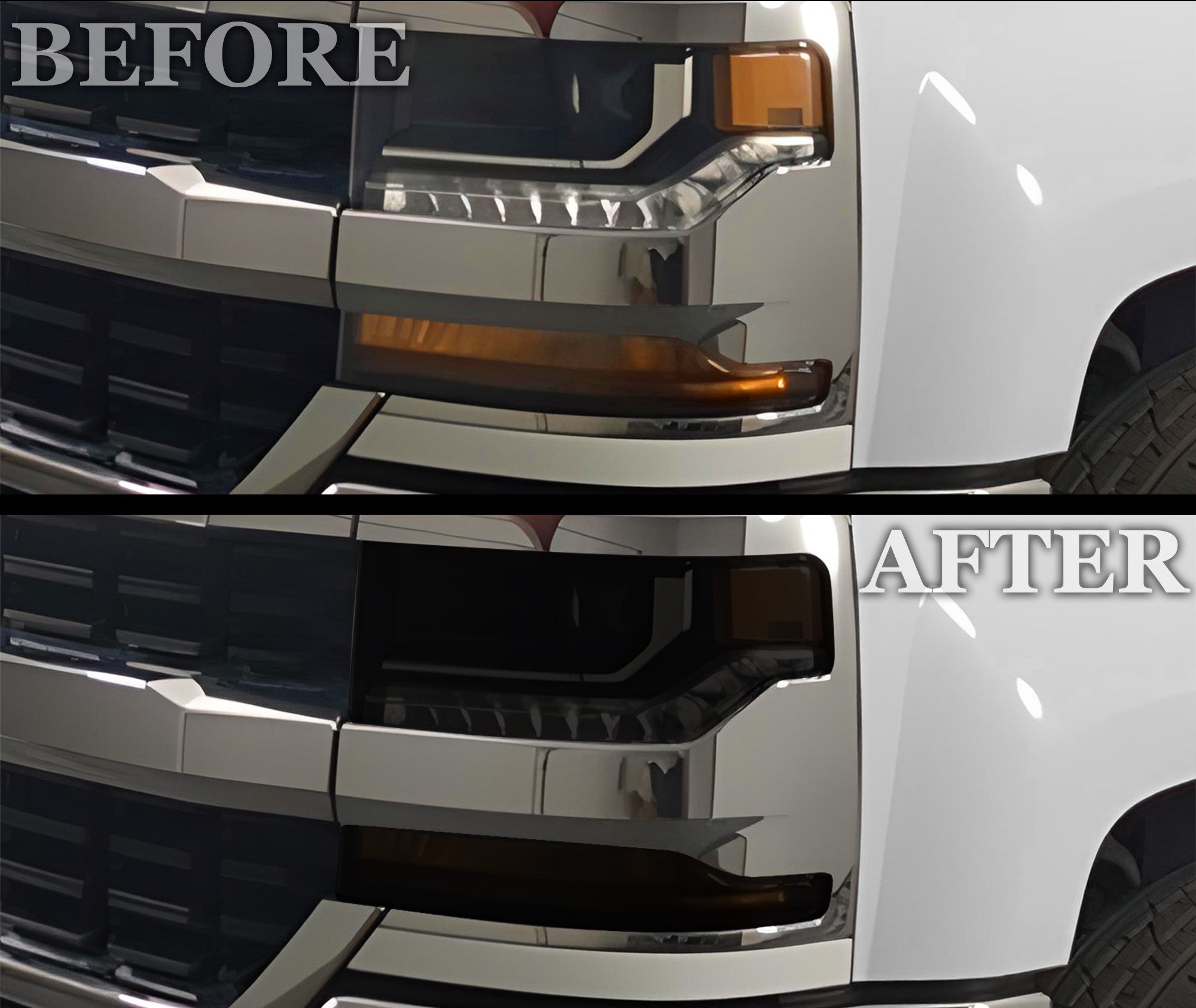 Full Headlight Taillight Precut Smoked PPF Tint Kit Film Overlay Fits Chevy Silverado 2014 - 2018 - Bogar Tech Designs