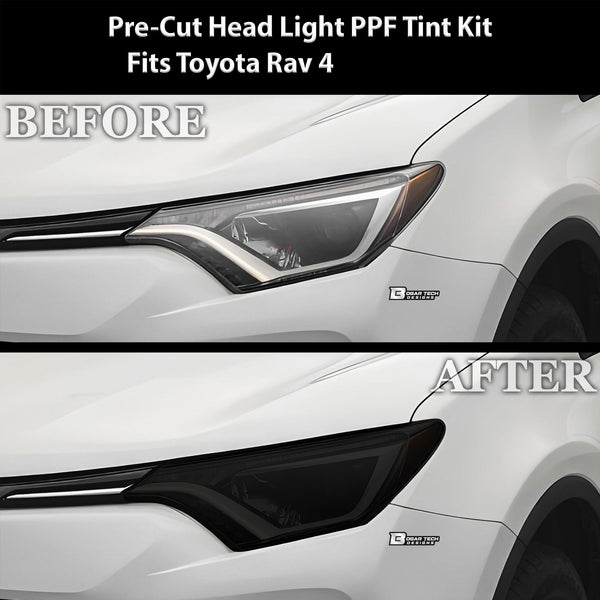 Full Headlight Taillight Precut Smoked PPF Tint Kit Film Overlay Fits Toyota Rav4 2016 - 2018 - Bogar Tech Designs