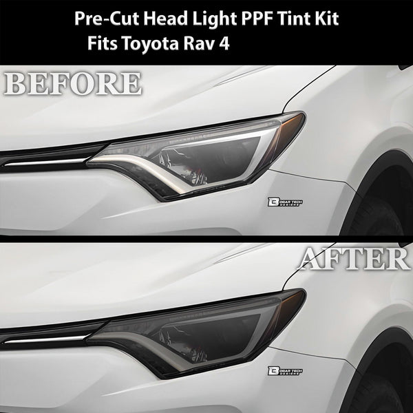 Full Headlight Taillight Precut Smoked PPF Tint Kit Film Overlay Fits Toyota Rav4 2016 - 2018 - Bogar Tech Designs