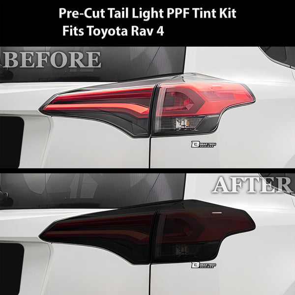 Full Headlight Taillight Precut Smoked PPF Tint Kit Film Overlay Fits Toyota Rav4 2016 - 2018 - Bogar Tech Designs