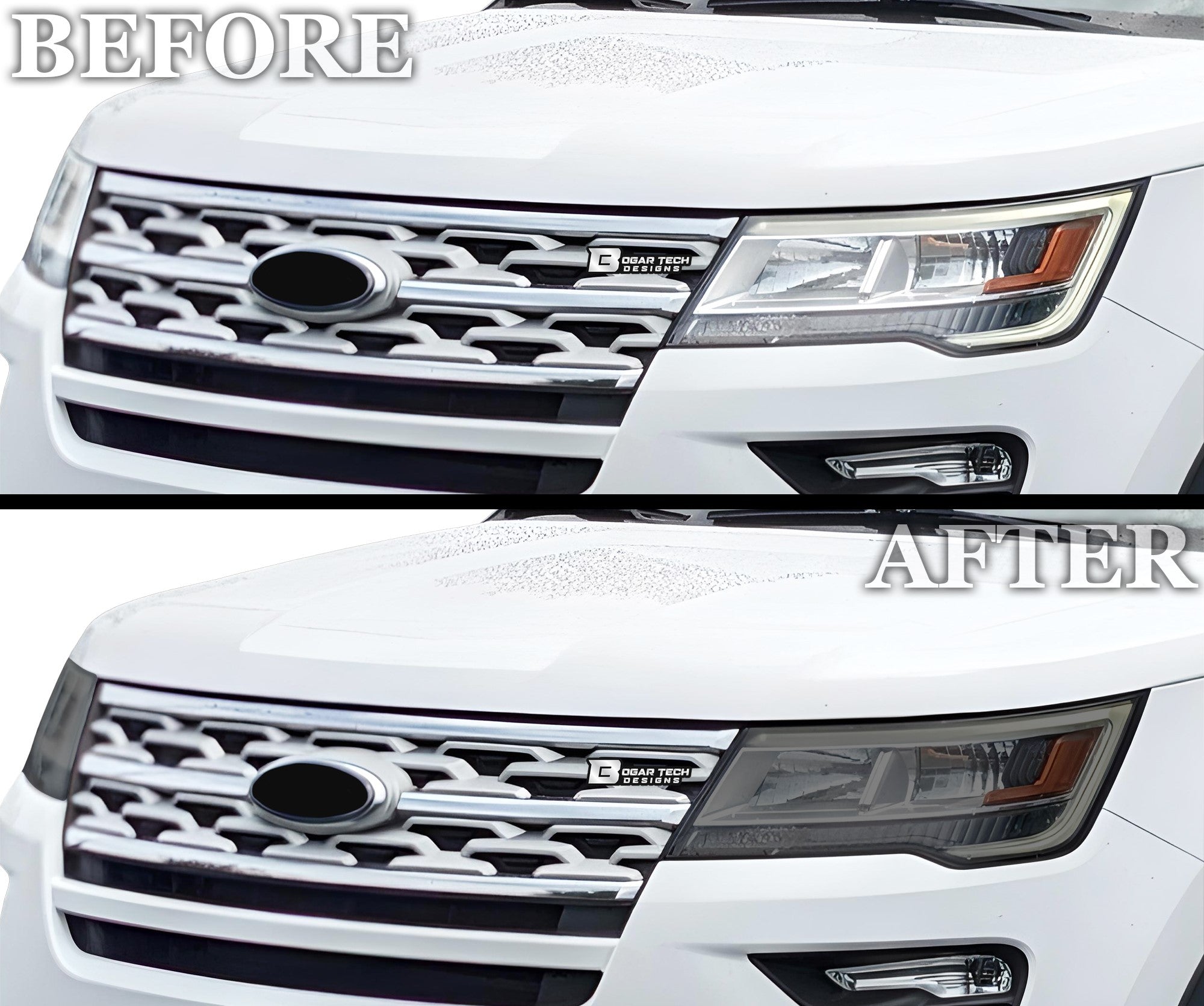 Full Headlight Taillight Precut Smoked PPF Tint Kit Film Overlay Fits Ford Explorer 2016 - 2019 - Bogar Tech Designs