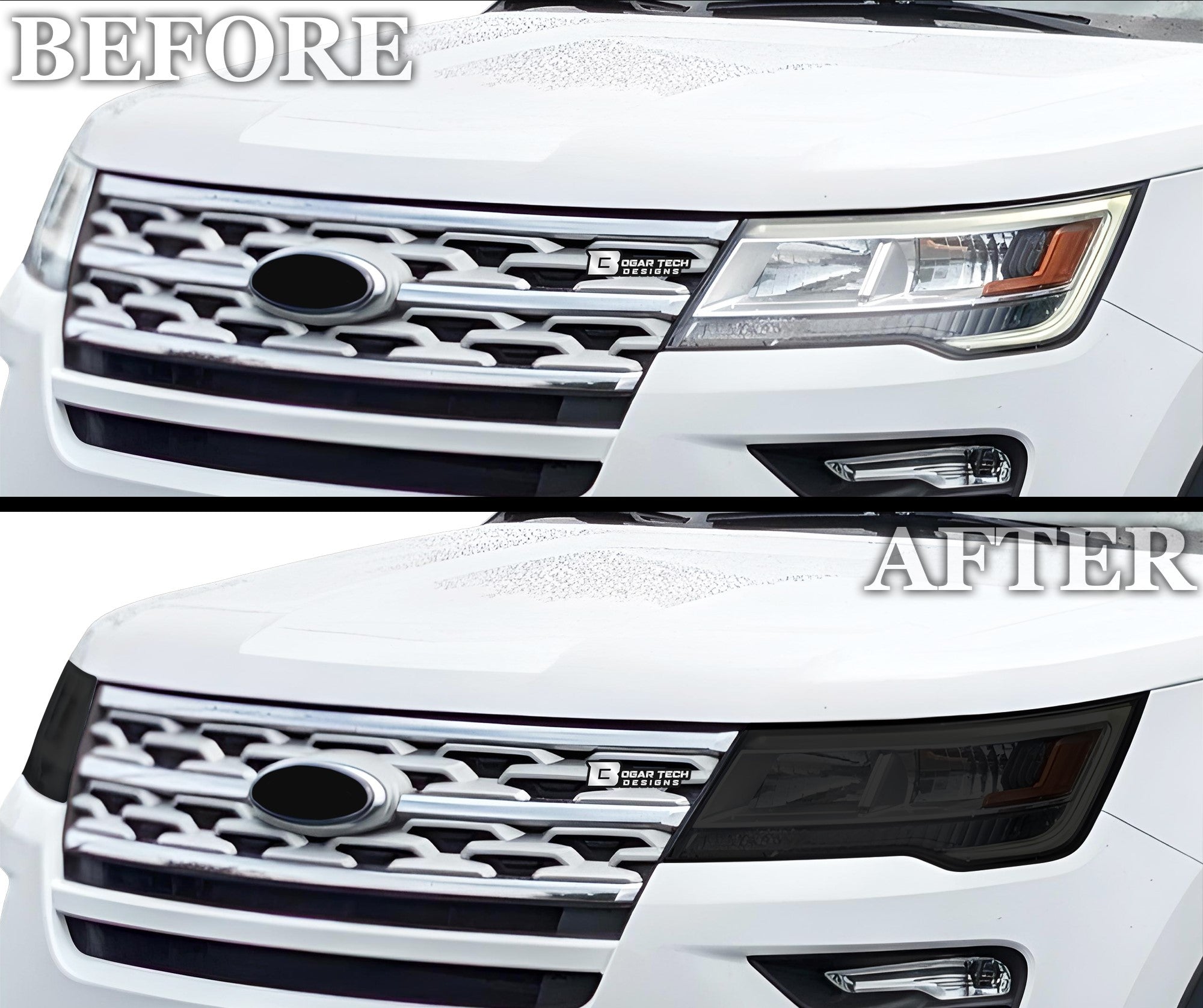 Full Headlight Taillight Precut Smoked PPF Tint Kit Film Overlay Fits Ford Explorer 2016 - 2019 - Bogar Tech Designs