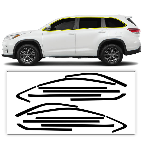 Vinyl Chrome Delete Sides Front Rear Bumper Trim Blackout Decal Stickers Overlay Film Fits Toyota Highlander 2016 - 2019 - Bogar Tech Designs