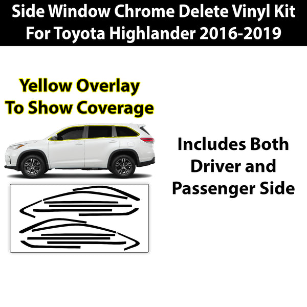 Vinyl Chrome Delete Sides Front Rear Bumper Trim Blackout Decal Stickers Overlay Film Fits Toyota Highlander 2016 - 2019 - Bogar Tech Designs