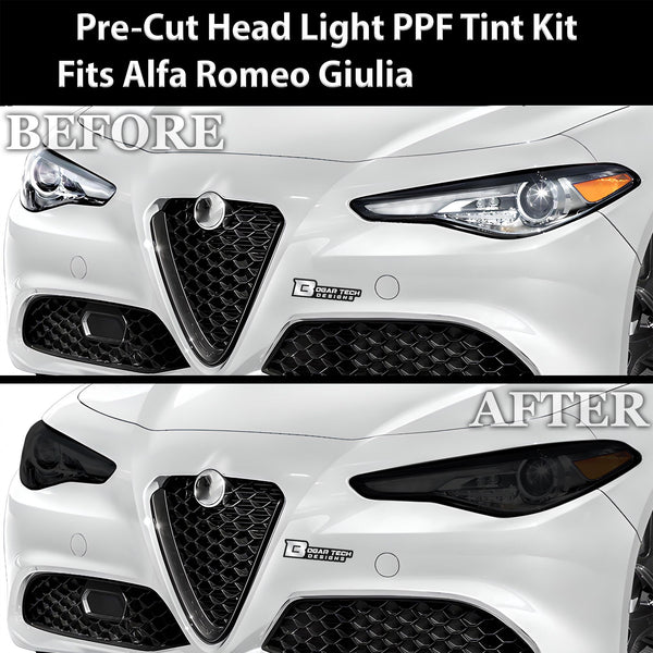 Full Headlight Taillight Precut Smoked PPF Tint Kit Film Overlay Fits Alfa Rome Giulia 2016 - 2025 - Bogar Tech Designs