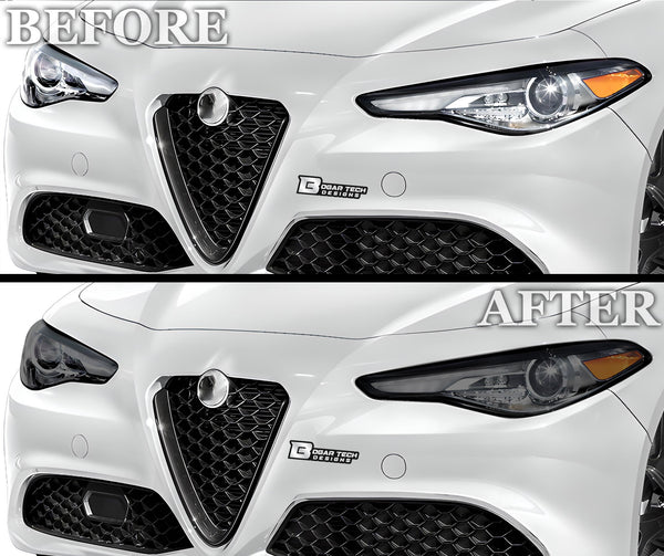 Full Headlight Taillight Precut Smoked PPF Tint Kit Film Overlay Fits Alfa Rome Giulia 2016 - 2025 - Bogar Tech Designs