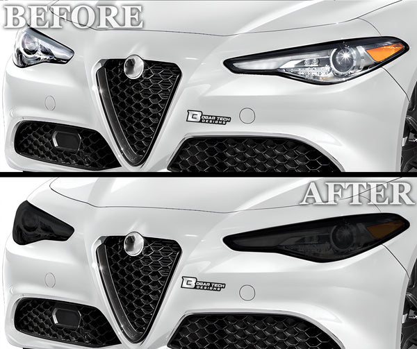 Full Headlight Taillight Precut Smoked PPF Tint Kit Film Overlay Fits Alfa Rome Giulia 2016 - 2025 - Bogar Tech Designs