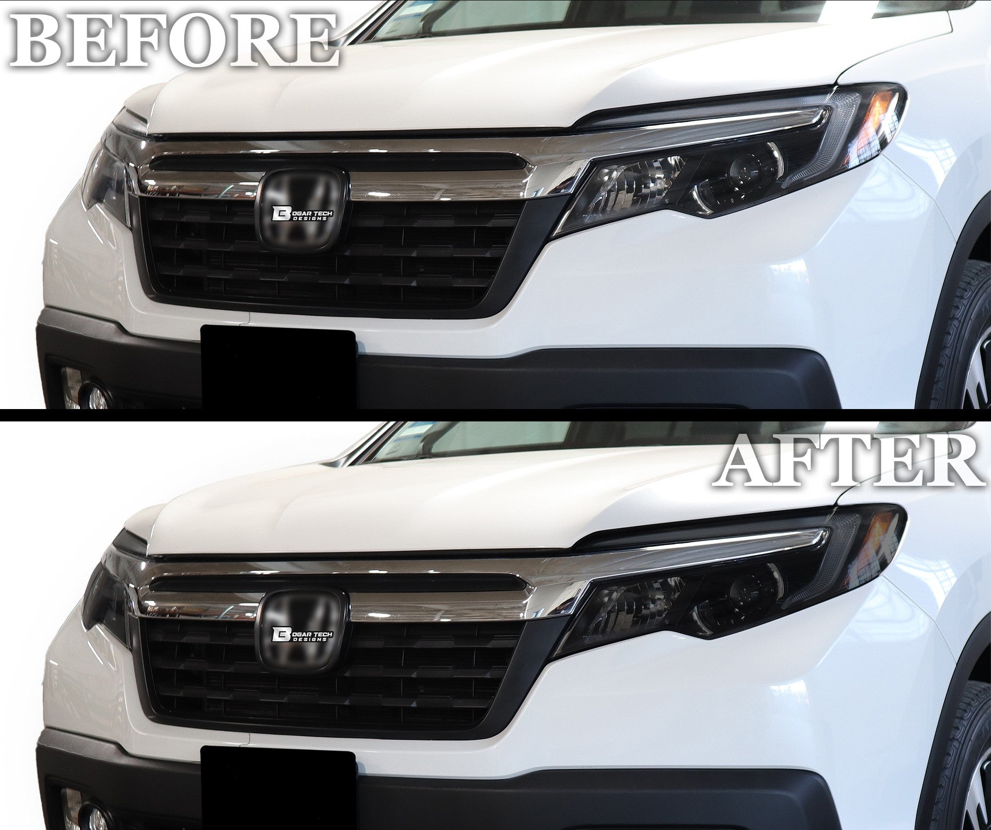 Full Headlight Taillight Precut Smoked PPF Tint Kit Film Overlay Fits Honda Ridgeline 2017 - 2025 - Bogar Tech Designs